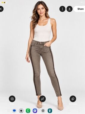 AG Adriano Goldschmied Taupe Skinny Jeans with Side Trim
